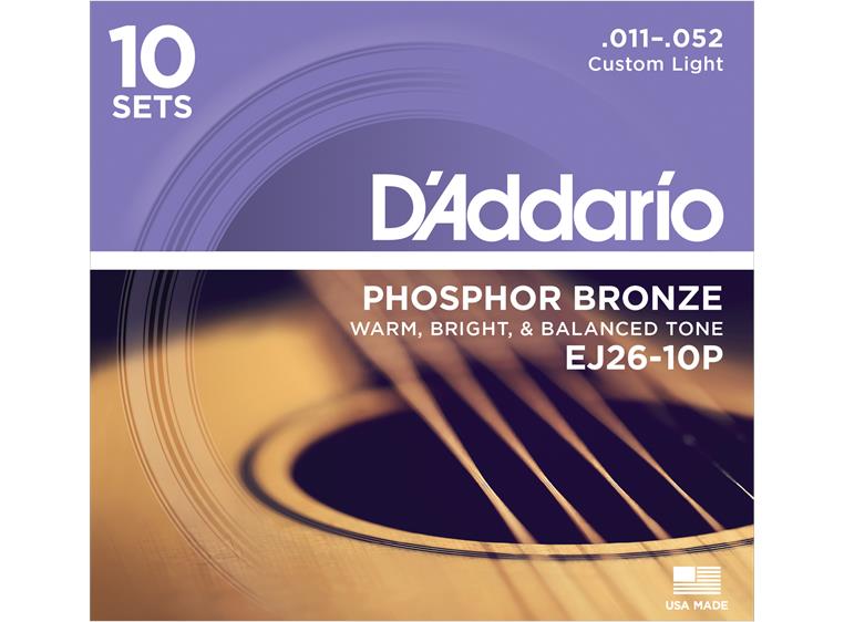 D'Addario EJ26-10P Phos.Bronze 10 Pack (011-052)